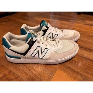 New Balance the court line 574 men’s tennis shoes size 8 white teal lace up ￼